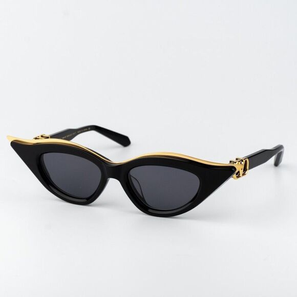 Valentino Women Sunglasses Black Gold Grey Cat Eye V-GOLDCUT - I VLS-114A 49